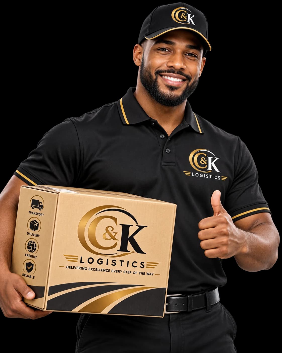 C & Kay courier holding a customer package